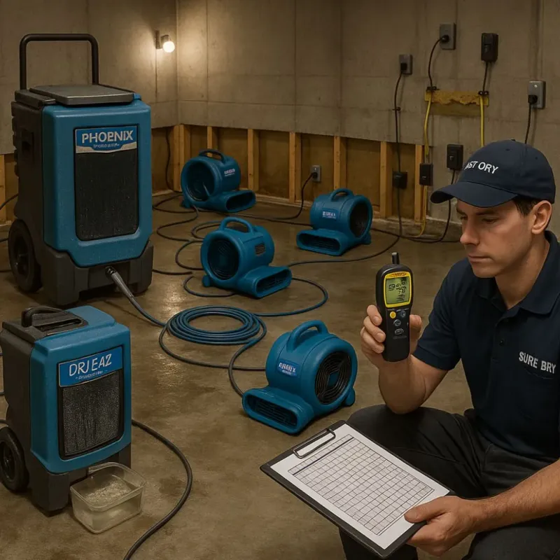 Structural Drying and Dehumidification process in Hermosa Beach, CA